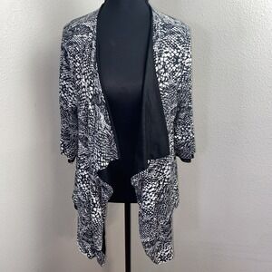 Venezia-Milano Waterfall Cardigan‎ Women's Large Balck & White Open Layered